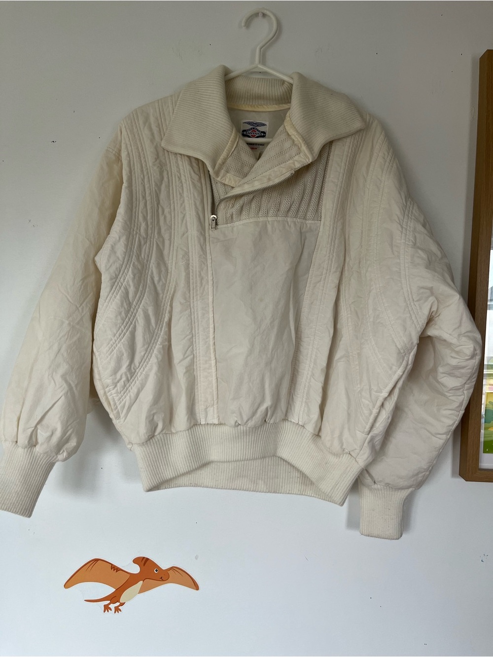 Vintage Santana Canada Cream Quilted Pullover Sweatshirt